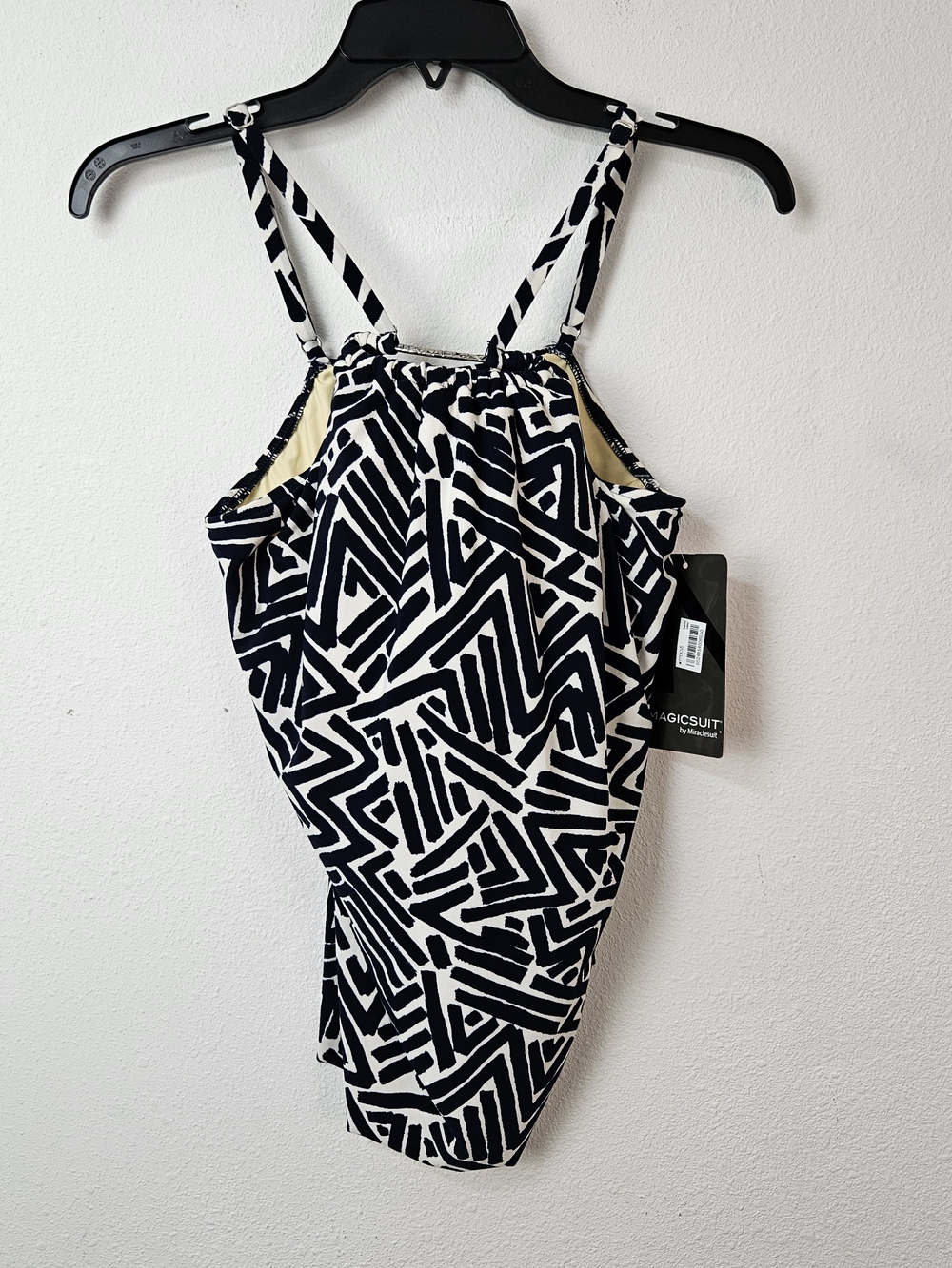 MagicSuit Wired Tankini Swimsuit Top Black & White Geometric Size US 8 NWT